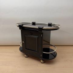 Art Deco Bar Cart Black Lacquer Chrome Maple France circa 1930 - 4802954