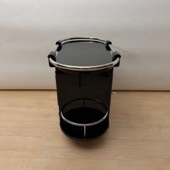 Art Deco Bar Cart Black Lacquer Chrome Maple France circa 1930 - 4802958