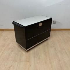 Art Deco Bar Cart Black Lacquer Mahogany Mirrors Chrome France circa 1930 - 4346251