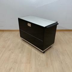 Art Deco Bar Cart Black Lacquer Mahogany Mirrors Chrome France circa 1930 - 4346253