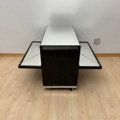 Art Deco Bar Cart Black Lacquer Mahogany Mirrors Chrome France circa 1930 - 4346256