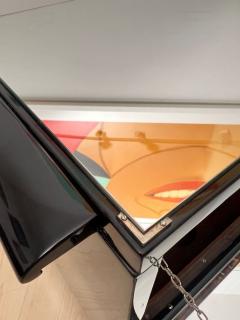 Art Deco Bar Cart Black Lacquer Mahogany Mirrors Chrome France circa 1930 - 4346260