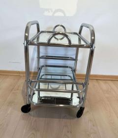 Art Deco Bar Cart by Robert Mallet Stevens Chromed Steel France circa 1925 - 2737418