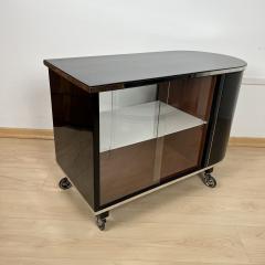 Art Deco Bar Trolley Black Lacquer Mahogany Chrome France circa 1930 - 3913599