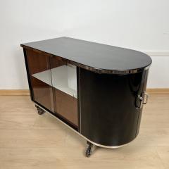 Art Deco Bar Trolley Black Lacquer Mahogany Chrome France circa 1930 - 3913600