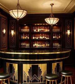 Art Deco Bar in Custom Black and Gold Finish - 4470855