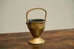 Art Deco Basket with Handle in Patinated Solid Brass Early 20th Century - 4394825