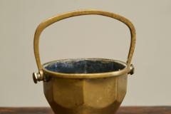 Art Deco Basket with Handle in Patinated Solid Brass Early 20th Century - 4394985