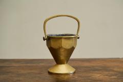 Art Deco Basket with Handle in Patinated Solid Brass Early 20th Century - 4394996
