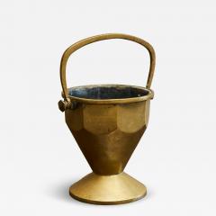 Art Deco Basket with Handle in Patinated Solid Brass Early 20th Century - 4396882