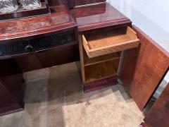 Art Deco Bedroom Suite Queen Size Figured Walnut Restored - 3778972