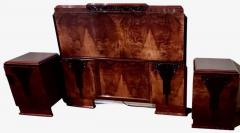 Art Deco Bedroom Suite Queen Size Figured Walnut Restored - 3778973