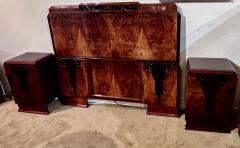 Art Deco Bedroom Suite Queen Size Figured Walnut Restored - 3778974