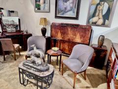 Art Deco Bedroom Suite Queen Size Figured Walnut Restored - 3778975