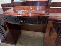 Art Deco Bedroom Suite Queen Size Figured Walnut Restored - 3778978
