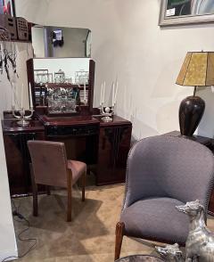 Art Deco Bedroom Suite Queen Size Figured Walnut Restored - 3778979