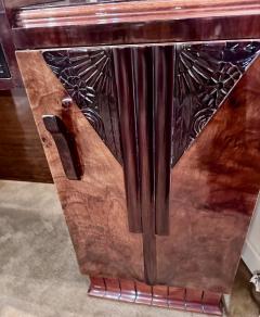 Art Deco Bedroom Suite Queen Size Figured Walnut Restored - 3778980