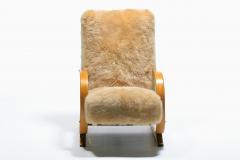 Art Deco Bentwood Lounge Chairs in New Golden Palomino Sheepskin Hides c 1930 - 4455266