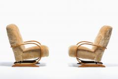 Art Deco Bentwood Lounge Chairs in New Golden Palomino Sheepskin Hides c 1930 - 4455267