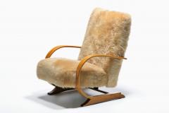 Art Deco Bentwood Lounge Chairs in New Golden Palomino Sheepskin Hides c 1930 - 4455268