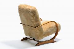 Art Deco Bentwood Lounge Chairs in New Golden Palomino Sheepskin Hides c 1930 - 4455278