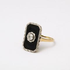 Art Deco Bi Color Gold Black Onyx and Diamond Ring - 3352880