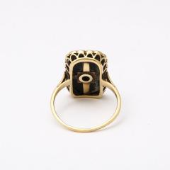 Art Deco Bi Color Gold Black Onyx and Diamond Ring - 3352886