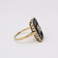 Art Deco Bi Color Gold Black Onyx and Diamond Ring - 3352893