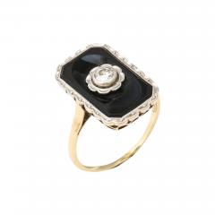 Art Deco Bi Color Gold Black Onyx and Diamond Ring - 3360021