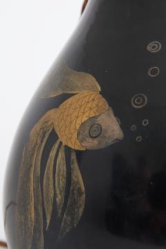 Art Deco Black Lacquer Table Lamp - 3221416