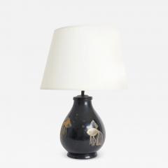 Art Deco Black Lacquer Table Lamp - 3223543