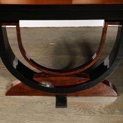 Art Deco Book Matched Burled Walnut Sculptural Black Lacquered Console Table - 3276046