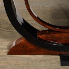 Art Deco Book Matched Burled Walnut Sculptural Black Lacquered Console Table - 3276050