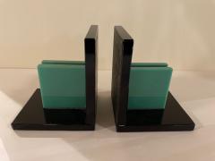 Art Deco Bookends in Black and Green Vitrolite - 1922903