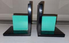 Art Deco Bookends in Black and Green Vitrolite - 1922917