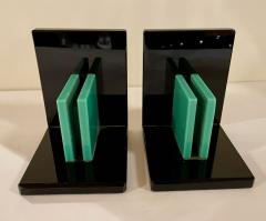 Art Deco Bookends in Black and Green Vitrolite - 1922919