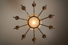 Art Deco Brass and Glass Ten Arm Chandelier with Glass Beads - 4510451