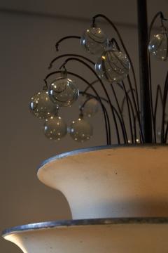 Art Deco Brass and Glass Ten Arm Chandelier with Glass Beads - 4510460