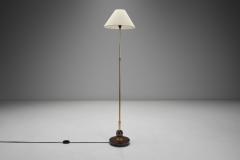 Art Deco Brass and Hardwood Floor Lamp Europe 1930s - 4303669