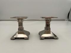 Art Deco Bronze Candlesticks Nickel plated France circa 1930 - 2737391