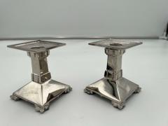 Art Deco Bronze Candlesticks Nickel plated France circa 1930 - 2737397