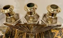 Art Deco Bronze Pair of Candlesticks Silver and Gold - 3865565