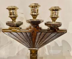 Art Deco Bronze Pair of Candlesticks Silver and Gold - 3865582