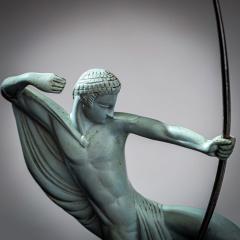Art Deco Bronze Sculpture of an Archer by Michel Decoux 1837 1924 France  - 3811887