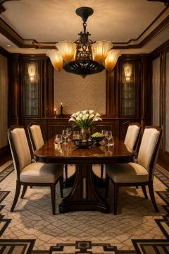 Art Deco Bronze and Amber Glass Chandelier with Sculptural Form - 4562884