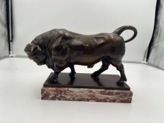 Art Deco Bull Sculpture Bronze Marble France circa 1930 - 3769088