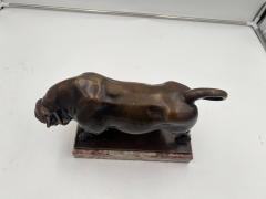 Art Deco Bull Sculpture Bronze Marble France circa 1930 - 3769090