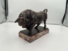 Art Deco Bull Sculpture Bronze Marble France circa 1930 - 3769091