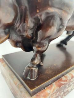 Art Deco Bull Sculpture Bronze Marble France circa 1930 - 3769092