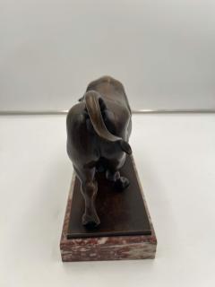 Art Deco Bull Sculpture Bronze Marble France circa 1930 - 3769095